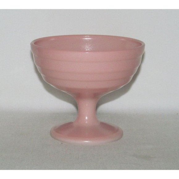 Hazel Atlas Glass MODERNTONE Platonite Pastel Pink Low Footed Sherbet - Picture 1 of 1